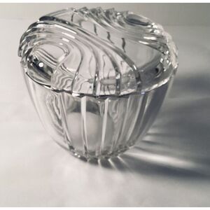 Vintage 24% Lead Cut Crystal Bowl Clear Candy Dish With Lid Germany